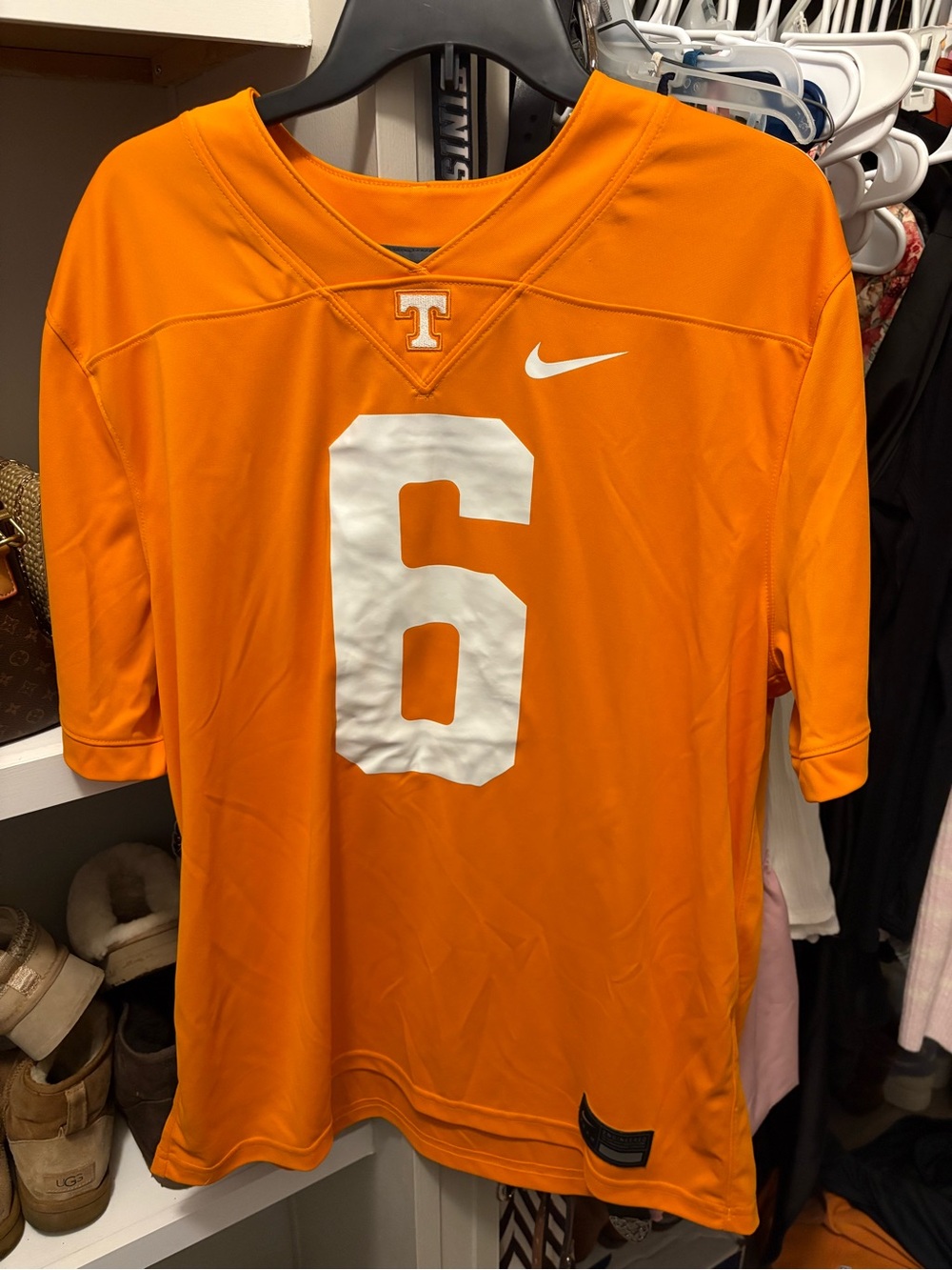 Nike Orange Football Jersey with White Number 6
